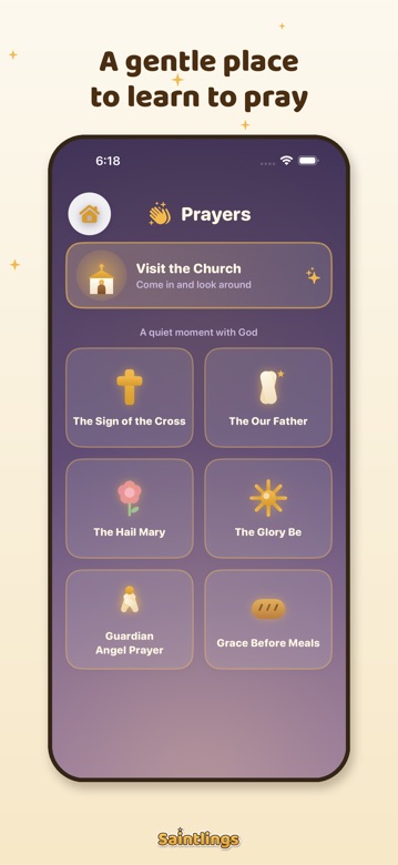 App screen: the candle-lit Prayer Corner